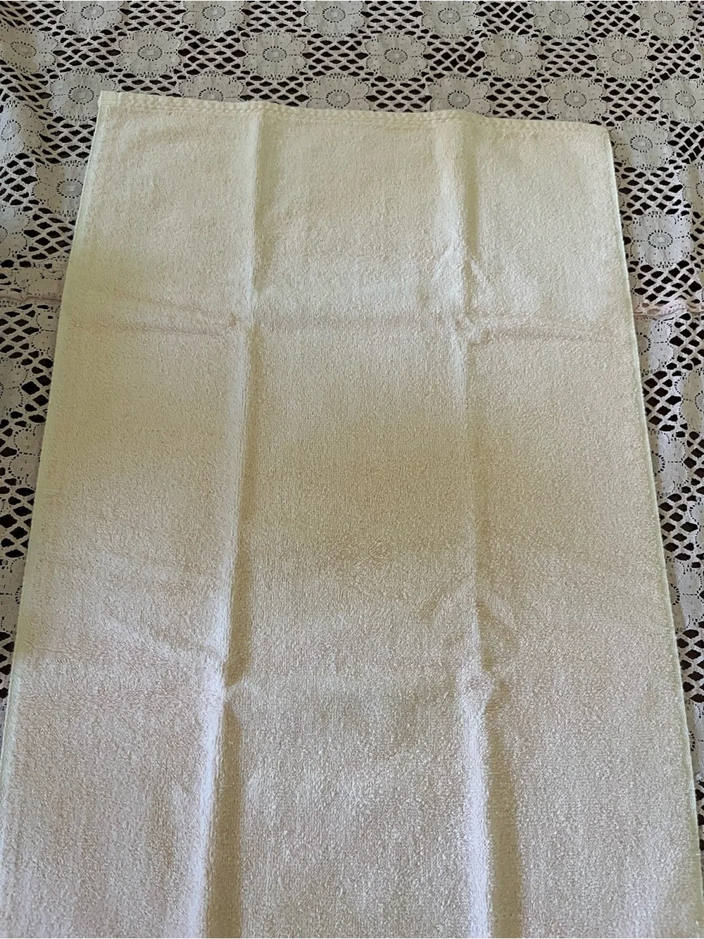 Decorative Cream Hand Towel with Satin Ribbon Rose